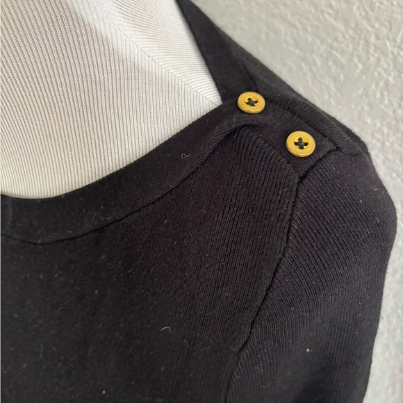 Roz & Ali Black Top with Gold Button Detail - Picture 2 of 8